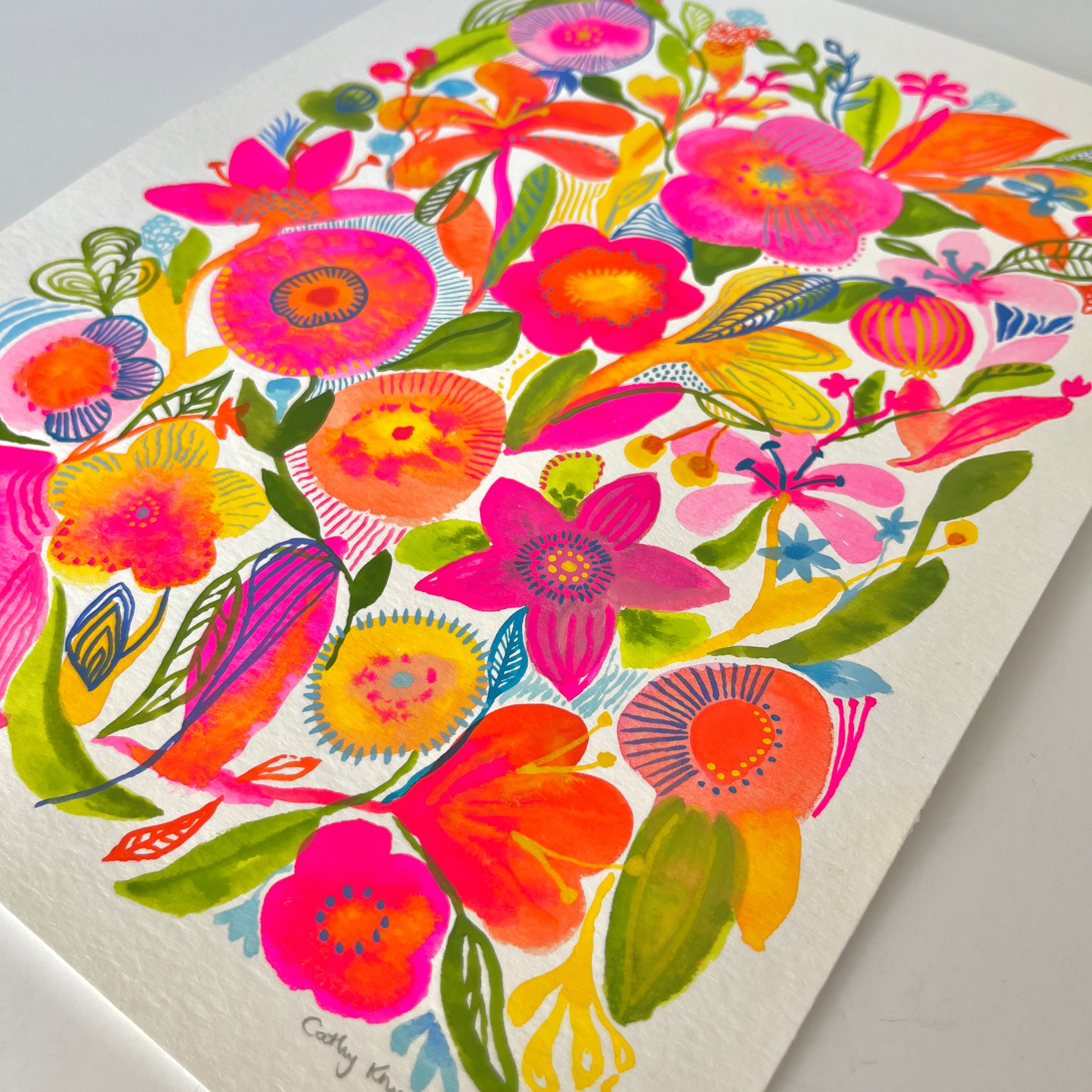 Gouache painting - Original Hand-painted / store Original painting / Gouache cut-out Florals